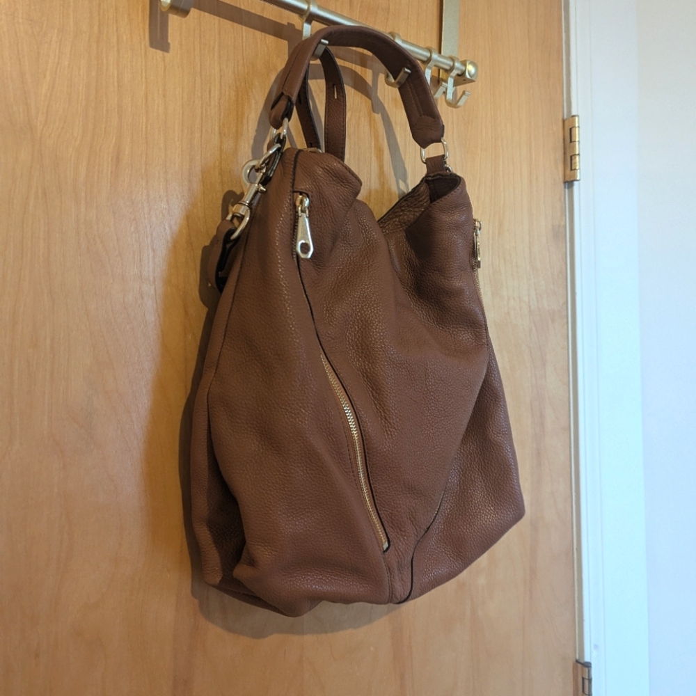 Rebecca Minkoff pebbled supple leather moto hobo shoulder/crossbody bag - Picture 6 of 10